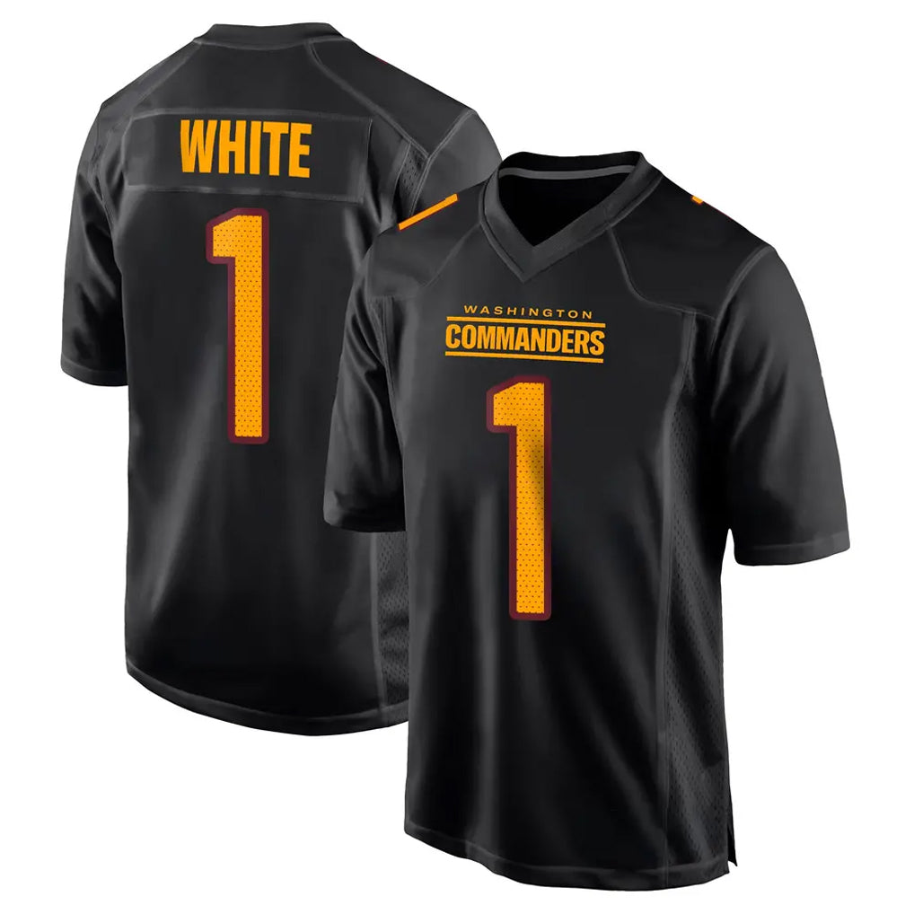 W.Commanders #1 Rachaad White Player Black Carbon Fashion Home Game Odoa Stitched Jerseys