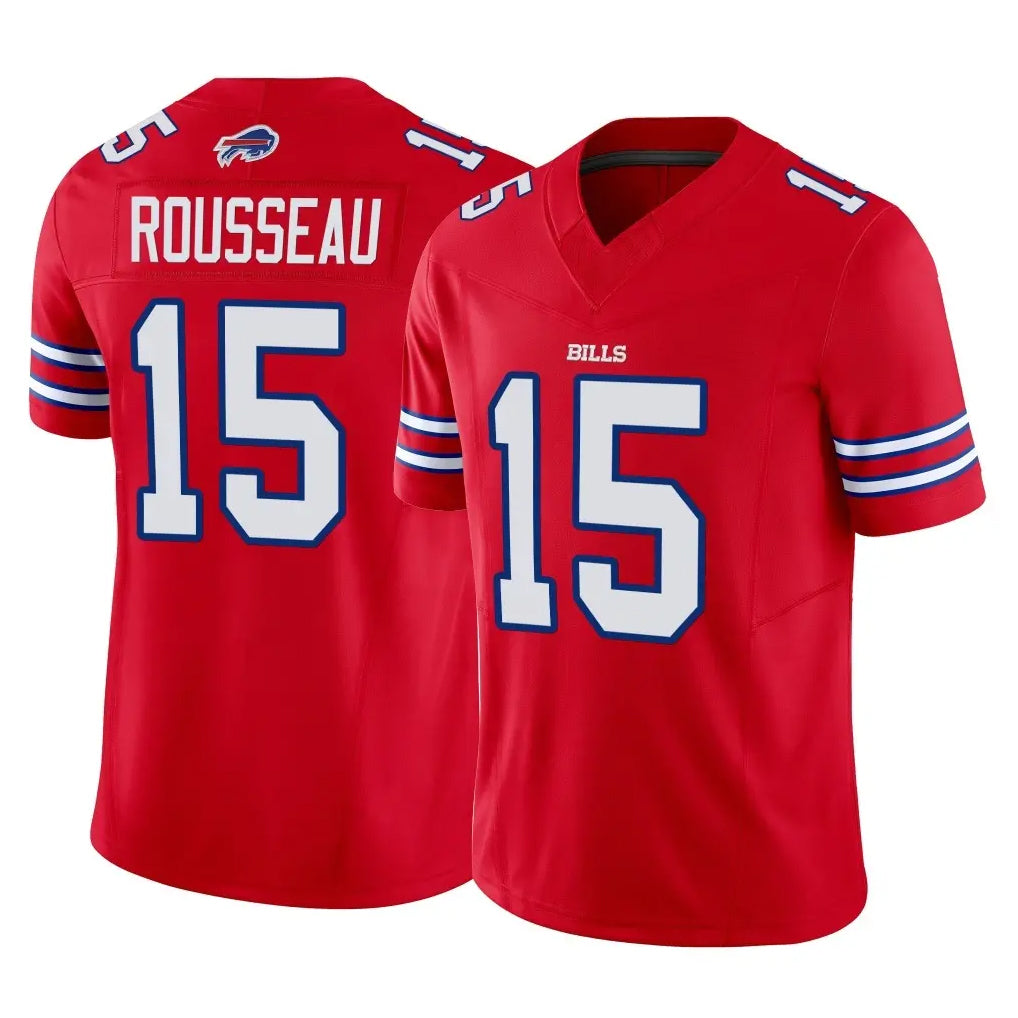 B.Bills #15 Greg Rousseau Player Red Vapor F.U.S.E. Jersey Limited Home Game Odoa Stitched Jerseys