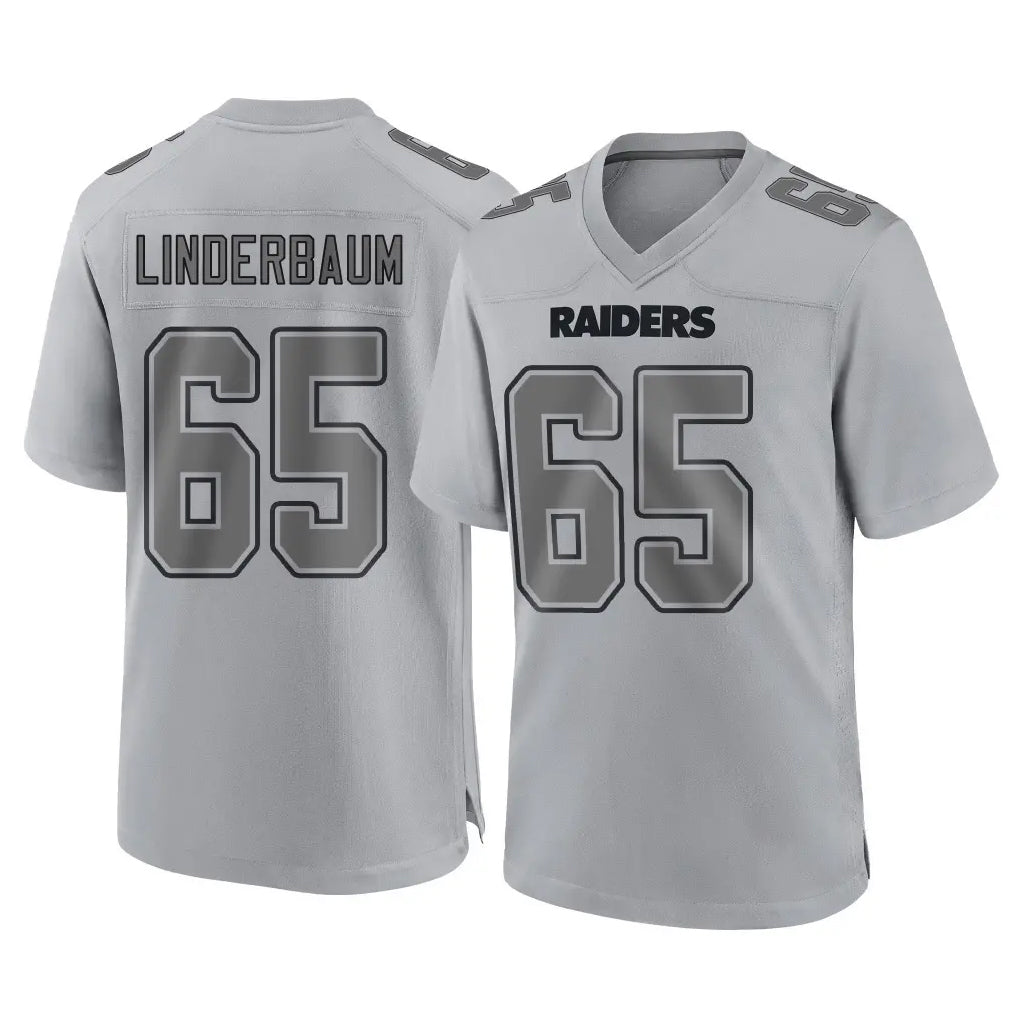 LV.Raiders #65 Tyler Linderbaum Player Gray Atmosphere Fashion Limited Game Odoa Stitched Jerseys
