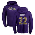 B.Ravens #22 Derrick Henry Player Purple Salute to Service Pullover Hoodie Odoa Stitched Jerseys