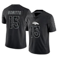 D.Broncos #15 Nik Bonitto Player Black Reflective Limited Odoa Stitched Jerseys