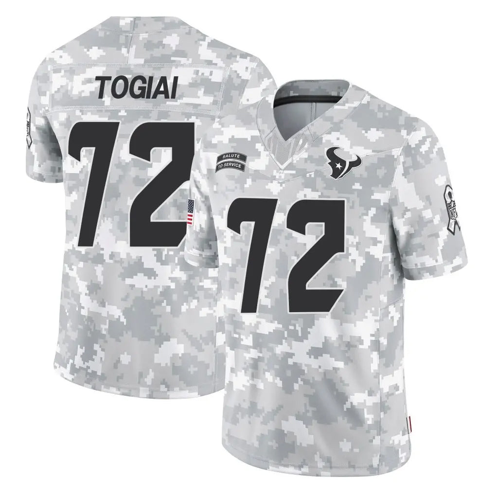 H.Texans #72 Tommy Togiai Player Arctic Camo Salute To Service Limited Game Odoa Stitched Jerseys