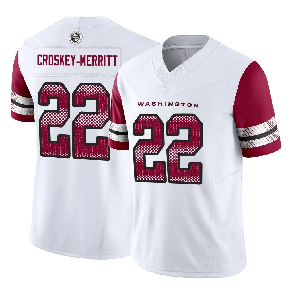 W.Commanders #22 Jacory Croskey-Merritt Player White Vapor F.U.S.E. Limited Home Game Odoa Stitched Jerseys