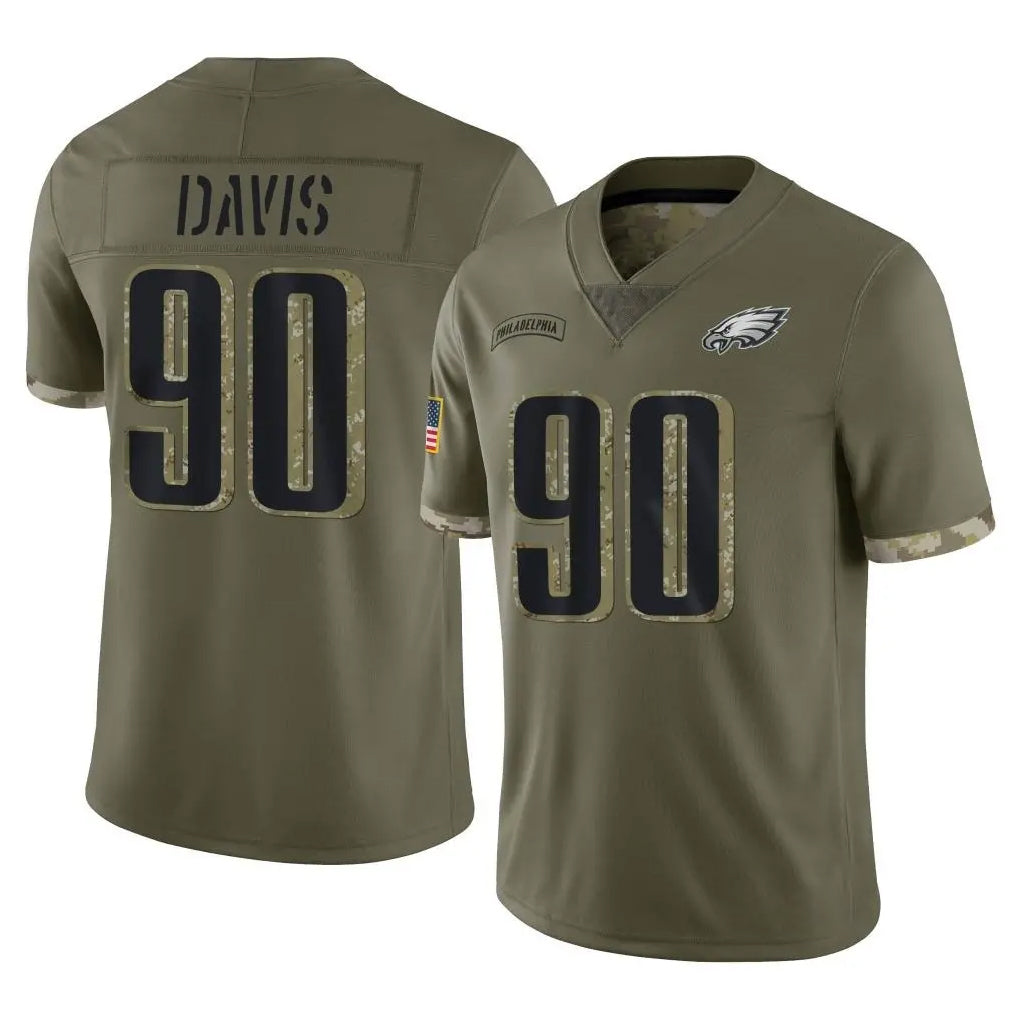 P.Eagles #90 Jordan Davis Player Olive Salute To Service Limited Odoa Stitched Jerseys