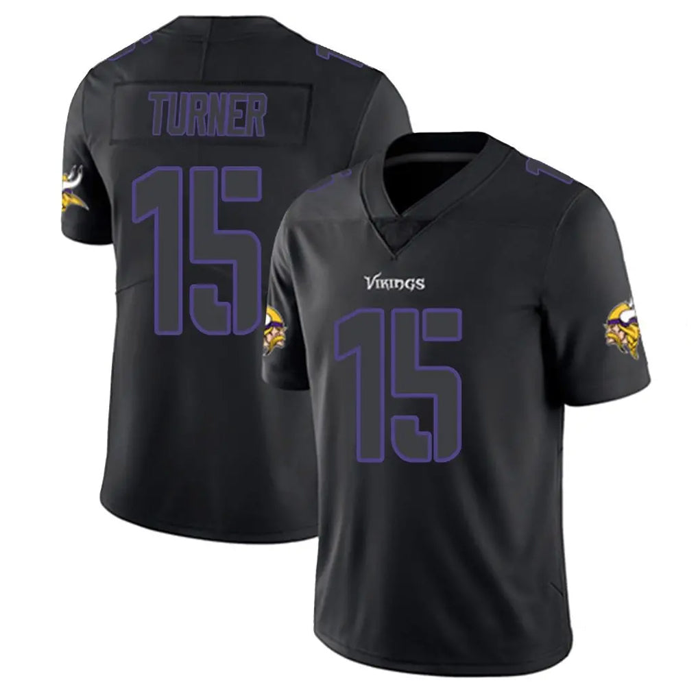M.Vikings #15 Dallas Turner Player Black Impact LImited Home Game Odoa Stitched Jerseys