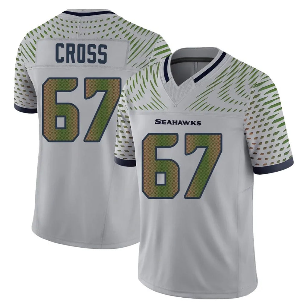 S.Seahawks #67 Charles Cross Player Grey Limited 2025 Rivalries Collection Home Game Odoa Stitched Jerseys