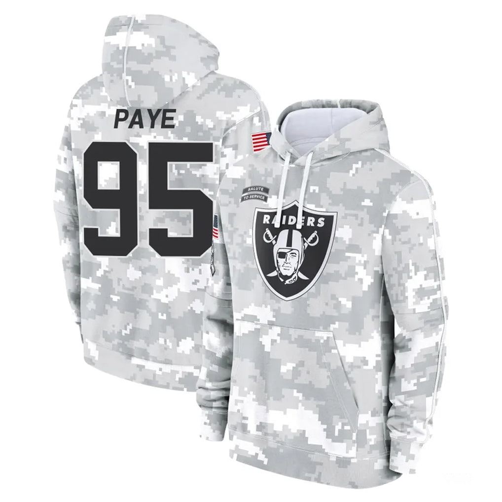 LV.Raiders #95 Kwity Paye Player Arctic Camo Salute to Service Hoodies Limited Game Stitched Jerseys