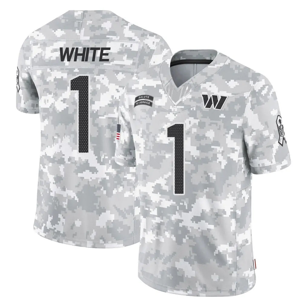 W.Commanders #1 Rachaad White Player Arctic Camo Limited Salute To Service Home Game Odoa Stitched Jerseys