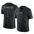 LA.Chargers #1 Quentin Johnston Player Black Limited Reflective Home Game Odoa Stitched Jerseys