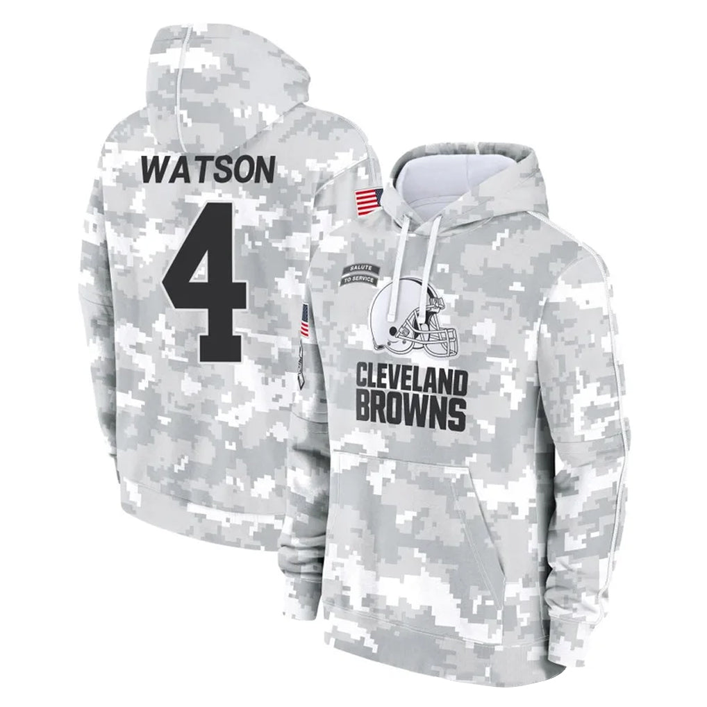 C.Browns #4 Deshaun Watson Player Arctic Camo Salute to Service Hoodies Limited Game Odoa Stitched Jerseys
