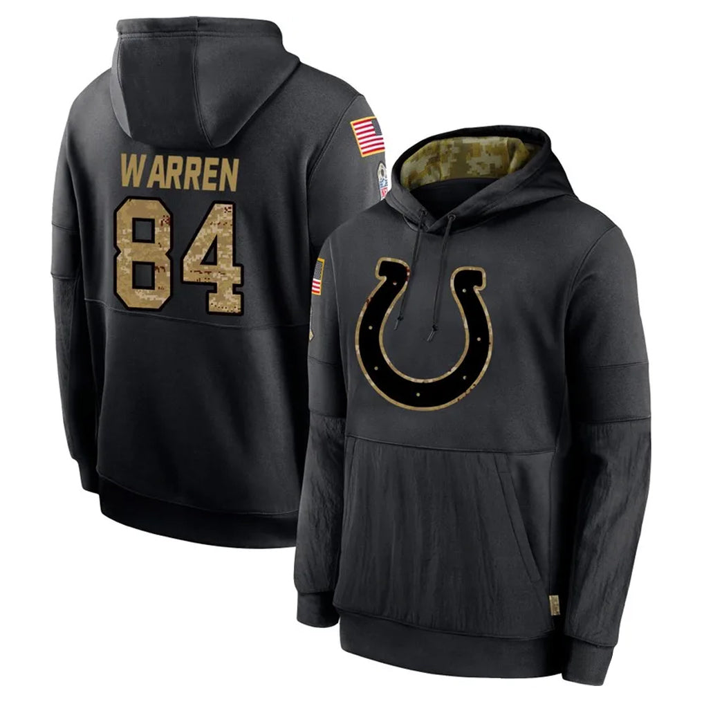 IN.Colts #84 Tyler Warren Player Black Salute to Service Hoodies Limited Game Odoa Stitched Jerseys