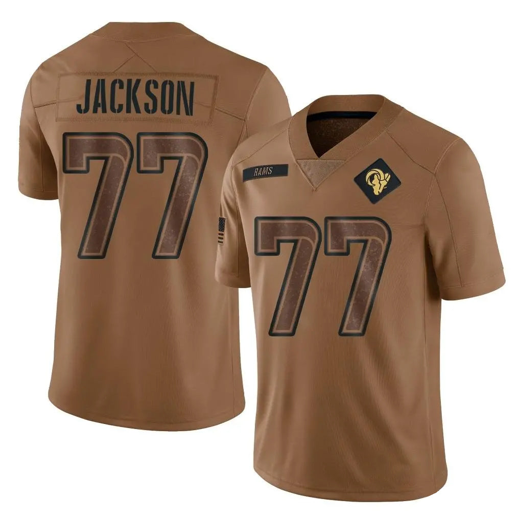 LA.Rams #77 Alaric Jackson Player Brown Salute To Service Limited Odoa Stitched Jerseys