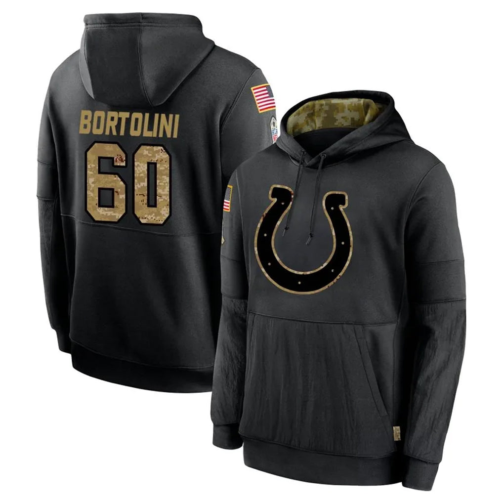 IN.Colts #60 Tanor Bortolini Player Black Salute to Service Hoodies Limited Game Odoa Stitched Jerseys