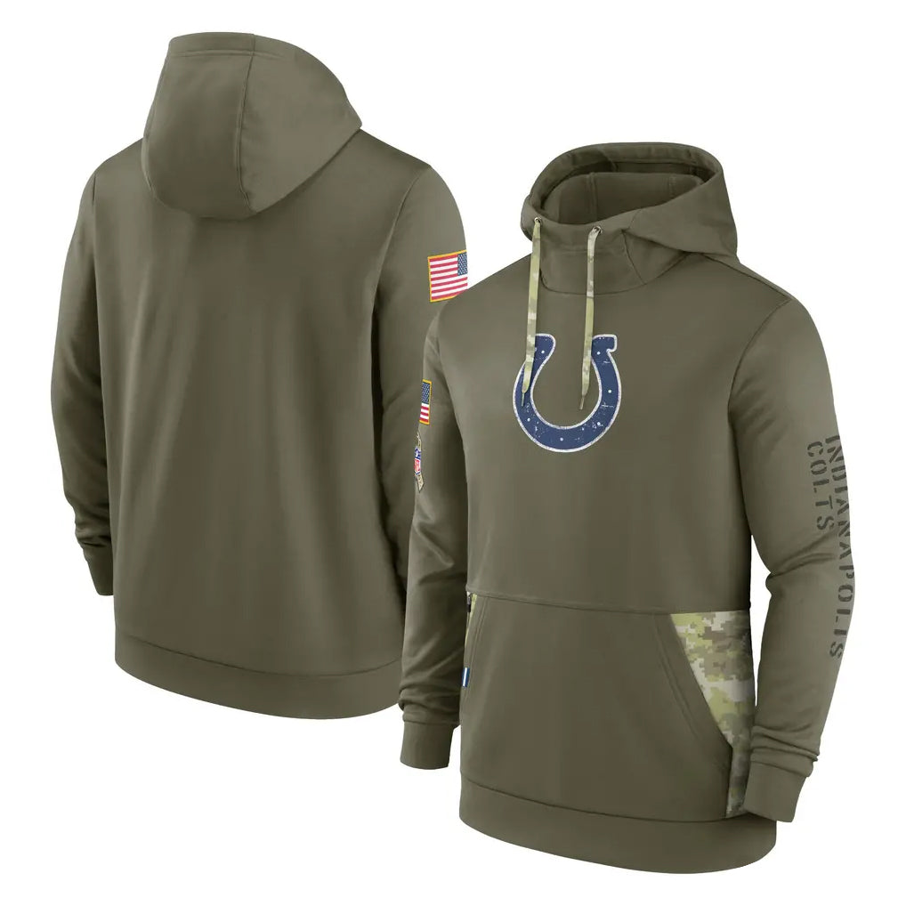 IN.Colts ## Colts Blank Player Olive Salute To Service Hoodies Limited Odoa Stitched Jerseys