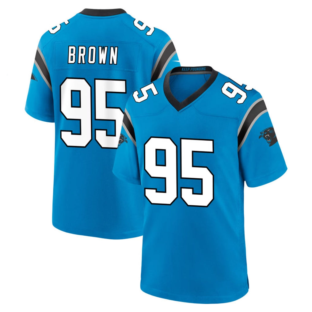 C.Panthers #95 Derrick Brown Player Blue Home Game Odoa Stitched Jerseys