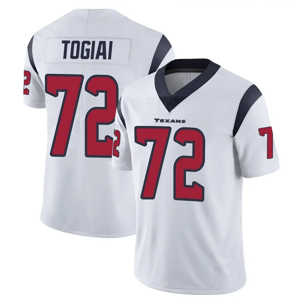 H.Texans #72 Tommy Togiai Player White Limited Vapor Untouchable Home Game Odoa Stitched Jerseys