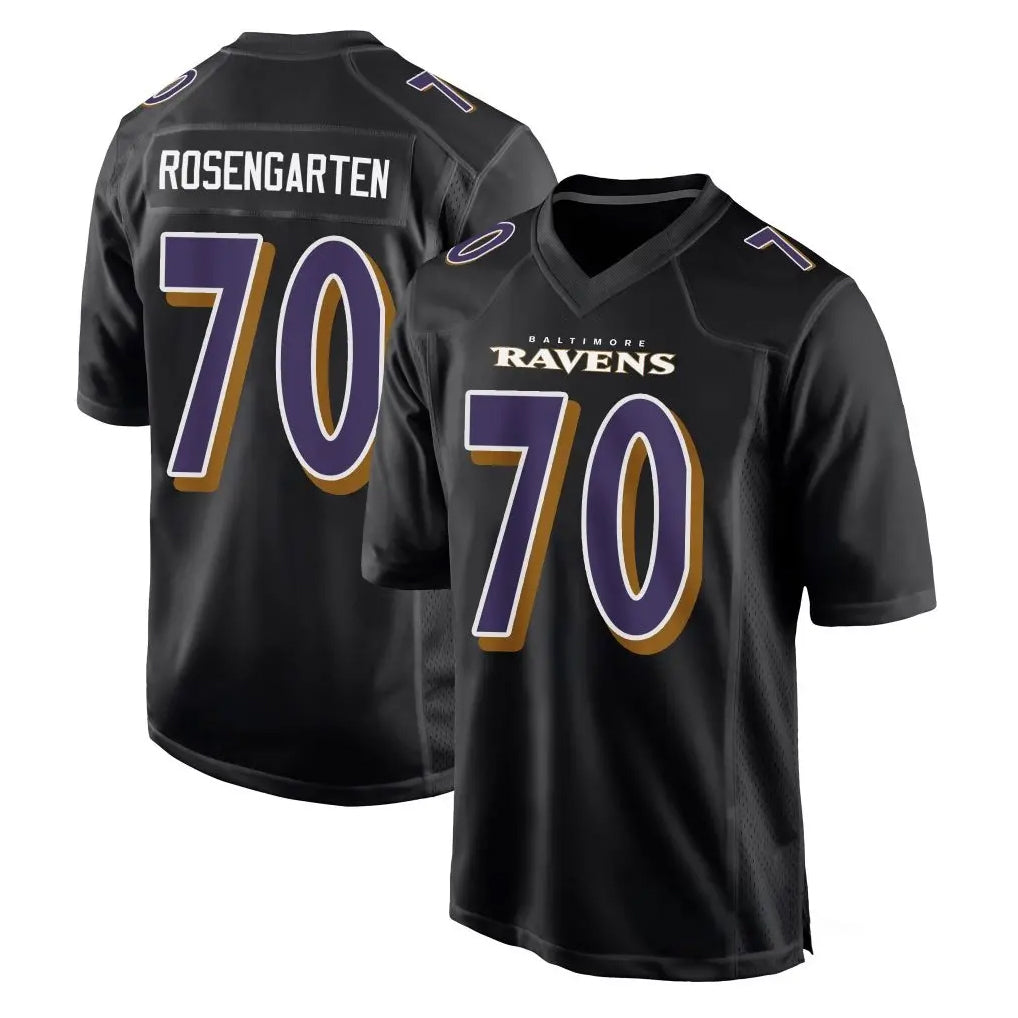 B.Ravens #70 Roger Rosengarten Player Black Carbon Fashion Home Game Odoa Stitched Jerseys