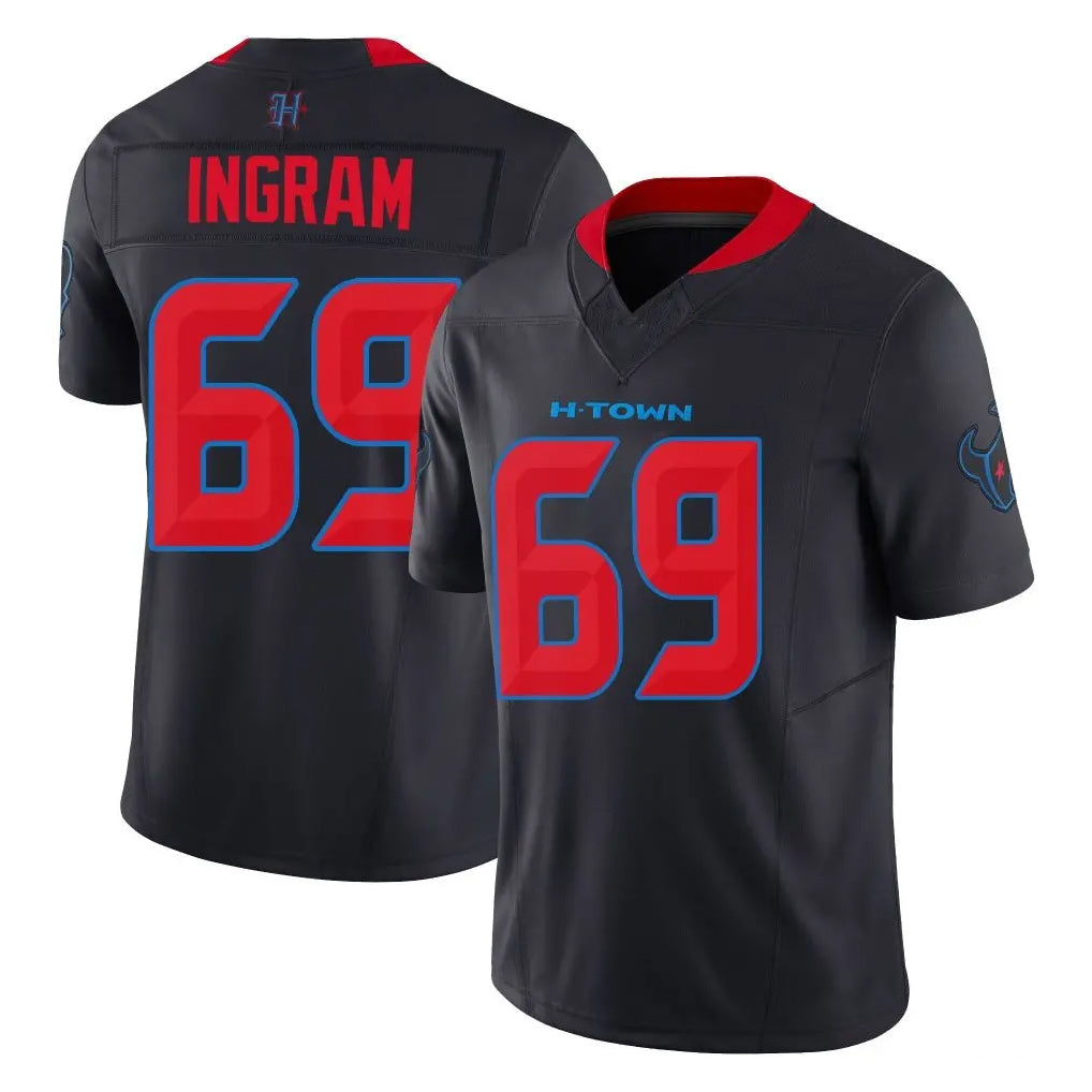 H.Texans #69 Ed Ingram Player Navy Limited 2nd Alternate Vapor F.U.S.E. Home Game Odoa Stitched Jerseys