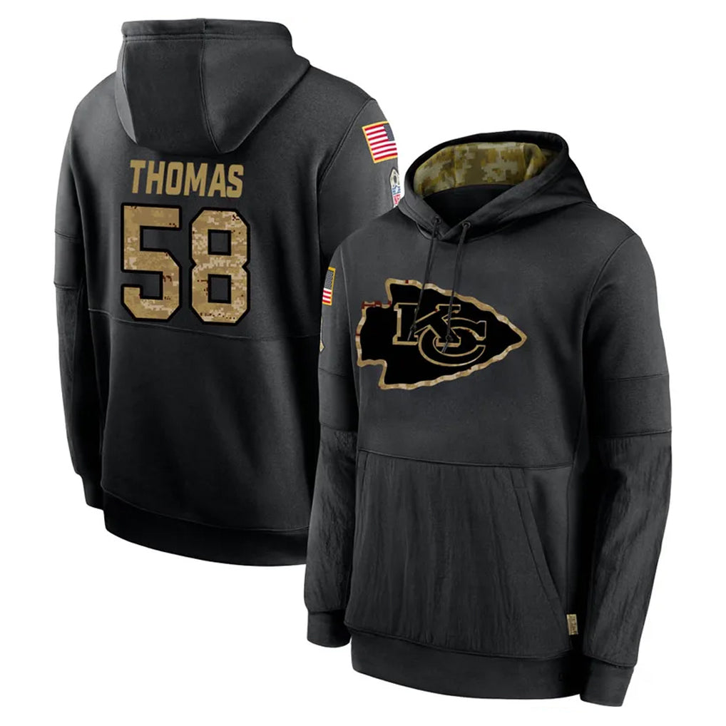 KC.Chiefs #58 Derrick Thomas Player Black Salute to Service Hoodies Limited Game Odoa Stitched Jerseys