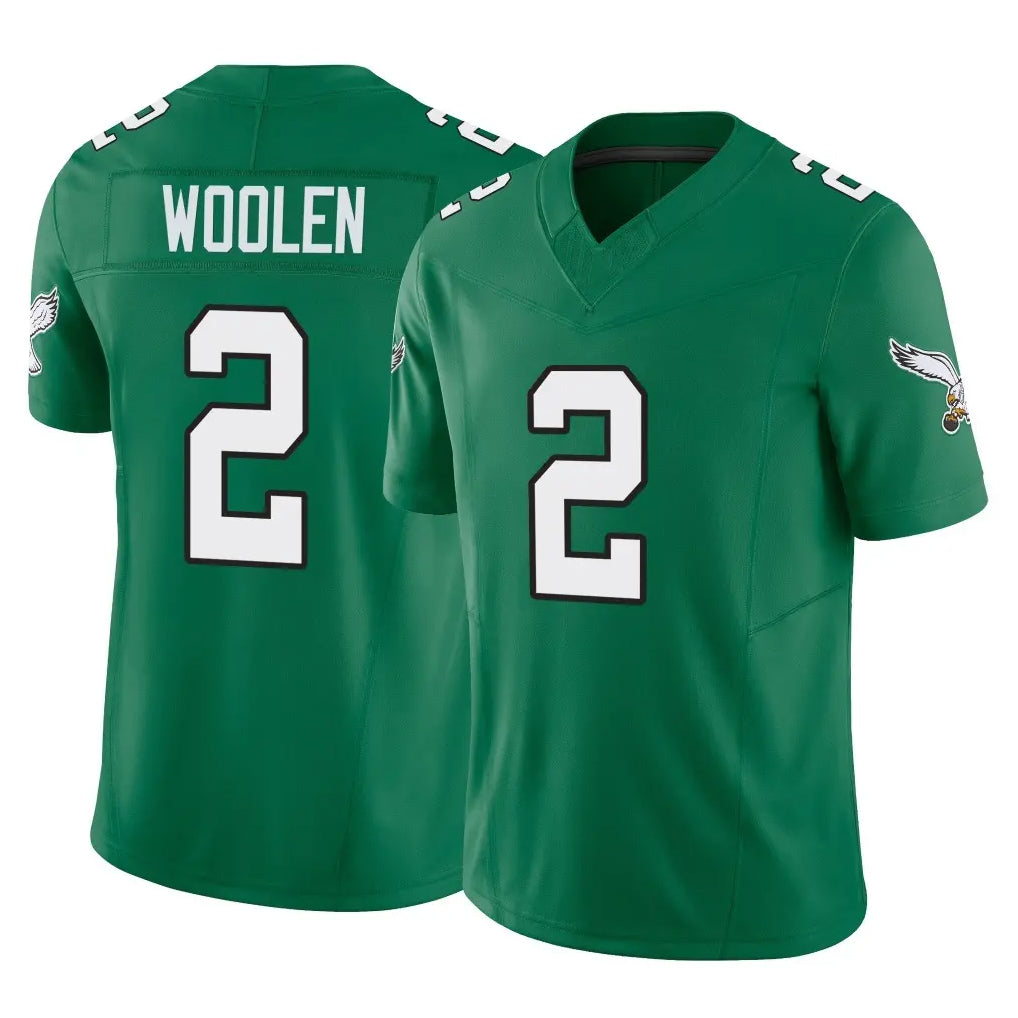 P.Eagles #2 Riq Woolen Player Green Kelly Alternate Vapor F.U.S.E. Home Game Odoa Stitched Jerseys