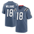 NE.Patriots #18 Kyle Williams Player Blue Rivalries Collection Home Game Odoa Stitched Jerseys