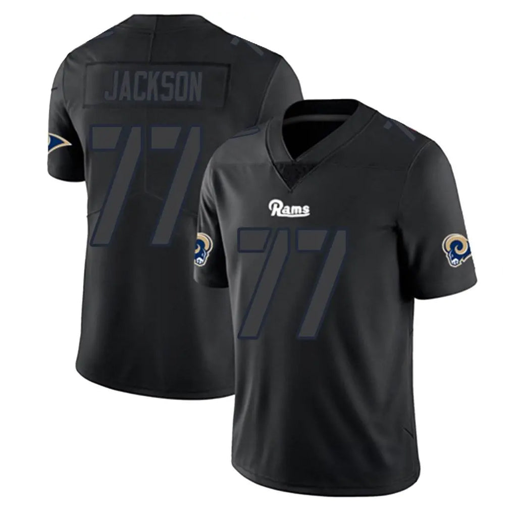 LA.Rams #77 Alaric Jackson Player Black Impact Limited Home Game Odoa Stitched Jerseys