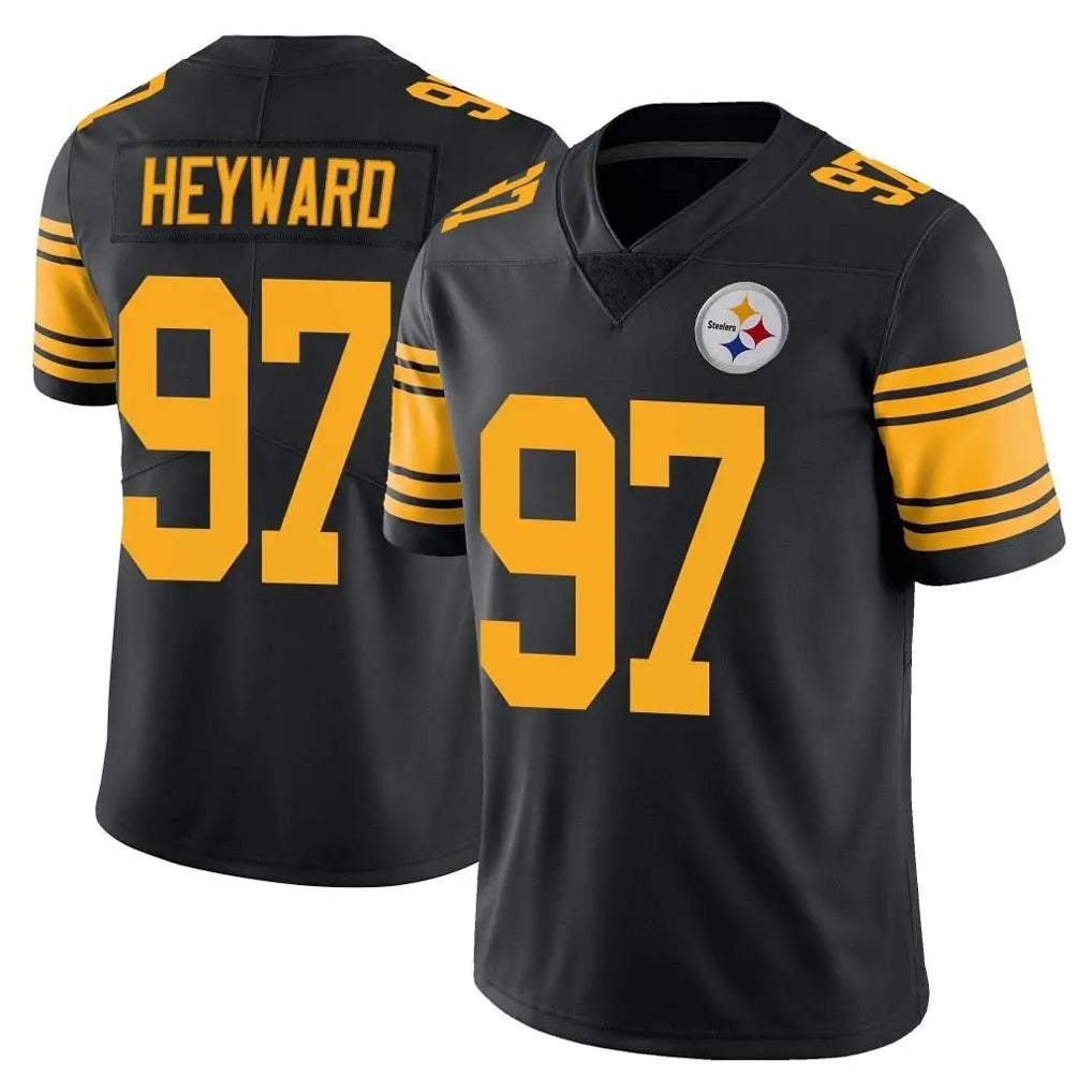P.Steelers #97 Cameron Heyward Player Black Limited Color Rush Home Game Odoa Stitched Jerseys