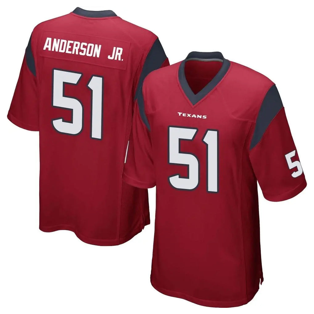 H.Texans #51 Will Anderson Jr. Player Red Home Game Odoa Stitched Jerseys