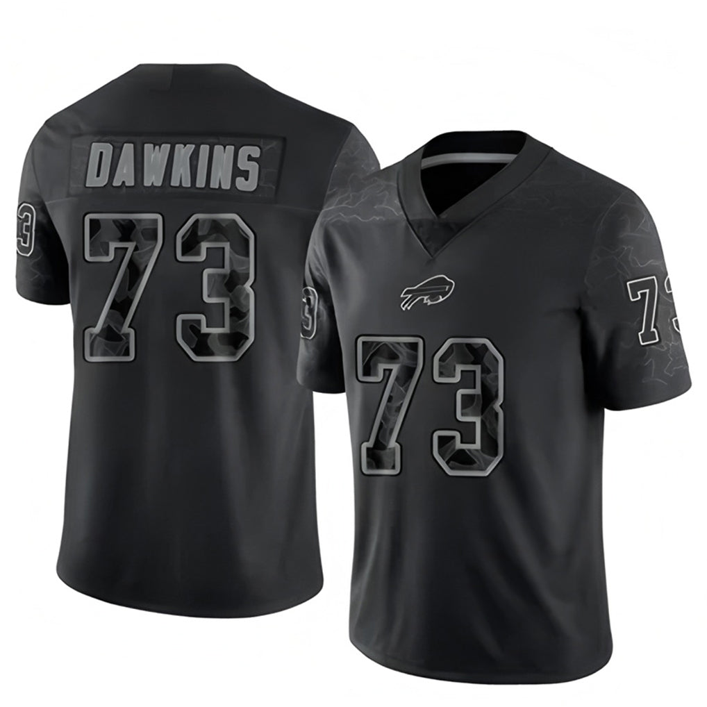 B.Bills #73 Dion Dawkins Player Black RFLCTV Limited Odoa Stitched Jerseys