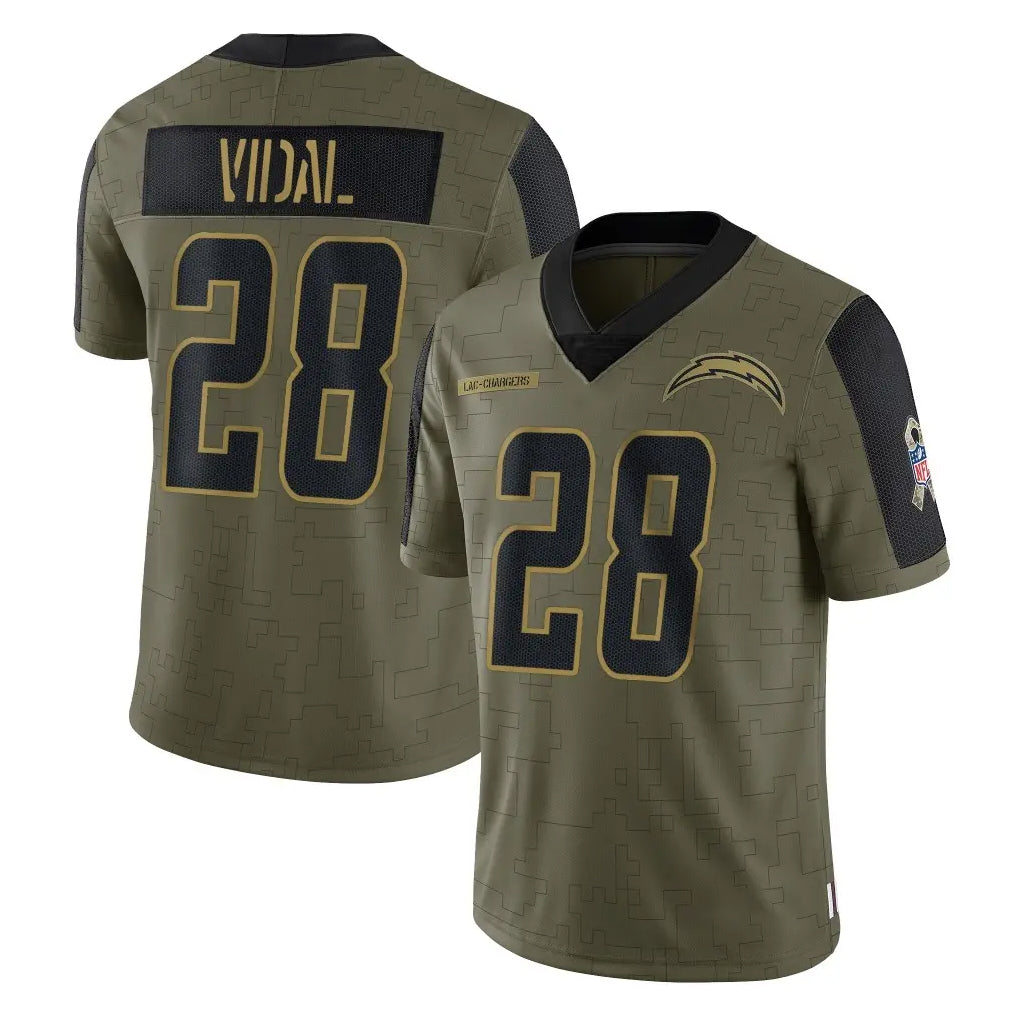 LA.Chargers #28 Kimani Vidal Player Olive Salute To Service Limited Game Odoa Stitched Jerseys