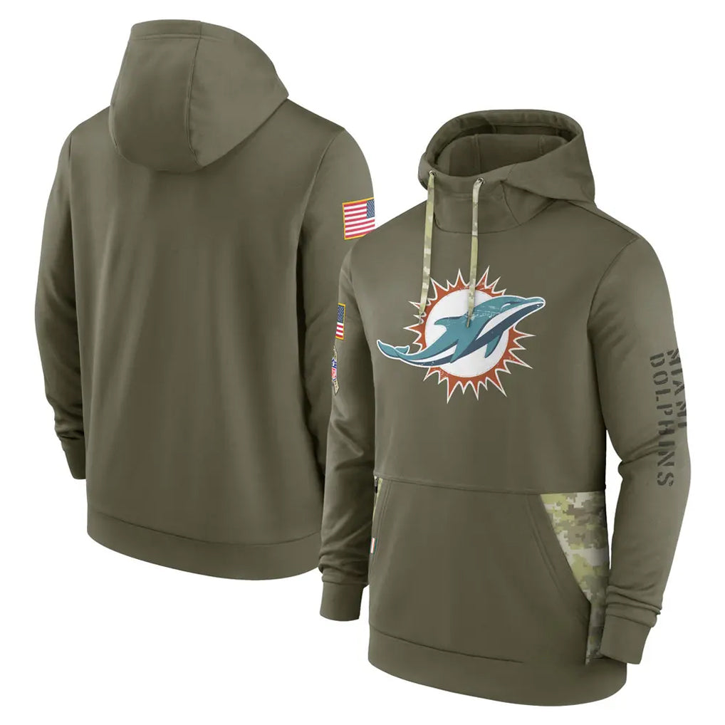 M.Dolphins ## Dolphins Blank Player Olive Salute to Service Pullover Hoodies Home Game Odoa Stitched Jerseys
