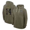 LV.Raiders #14 Matt Gay Player Olive Salute to Service Pullover Hoodies Limited Odoa Stitched Jerseys