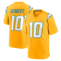 LA.Chargers #10 Justin Herbert Player Gold Home Game Odoa Stitched Jerseys