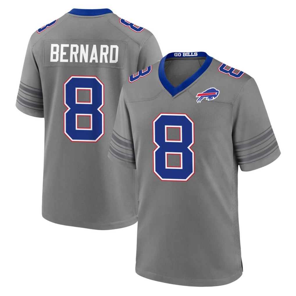 B.Bills #8 Terrel Bernard Player Gray Nickel City Home Game Odoa Stitched Jerseys
