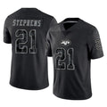 NY.Jets #21 Brandon Stephens Player Stealth Black Limited Reflective Home Game Odoa Stitched Jerseys