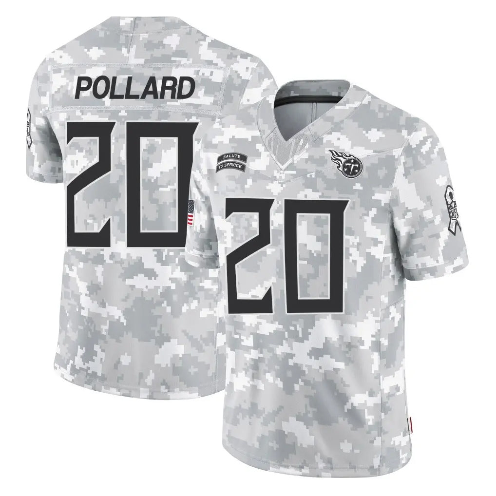 T.Titans #20 Tony Pollard Player Arctic Camo Limited Salute to Service Home Game Odoa Stitched Jerseys