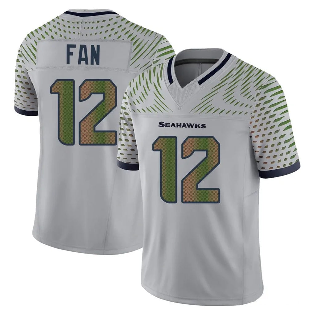 S.Seahawks #12 12th Fan Player Grey Limited 2025 Rivalries Collection Home Game Odoa Stitched Jerseys