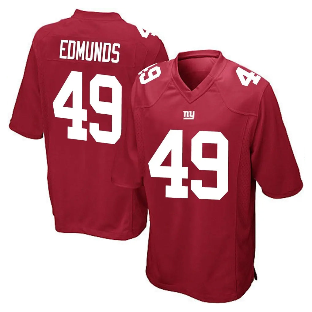 NY.Giants #49 Tremaine Edmunds Player Red Home Game Odoa Stitched Jerseys