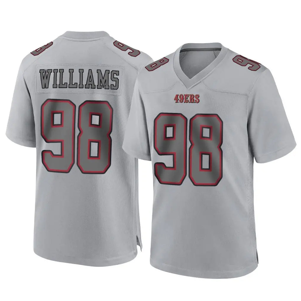 SF.49ers #98 Mykel Williams Player Gray Atmosphere Fashion Home Game Odoa Stitched Jerseys