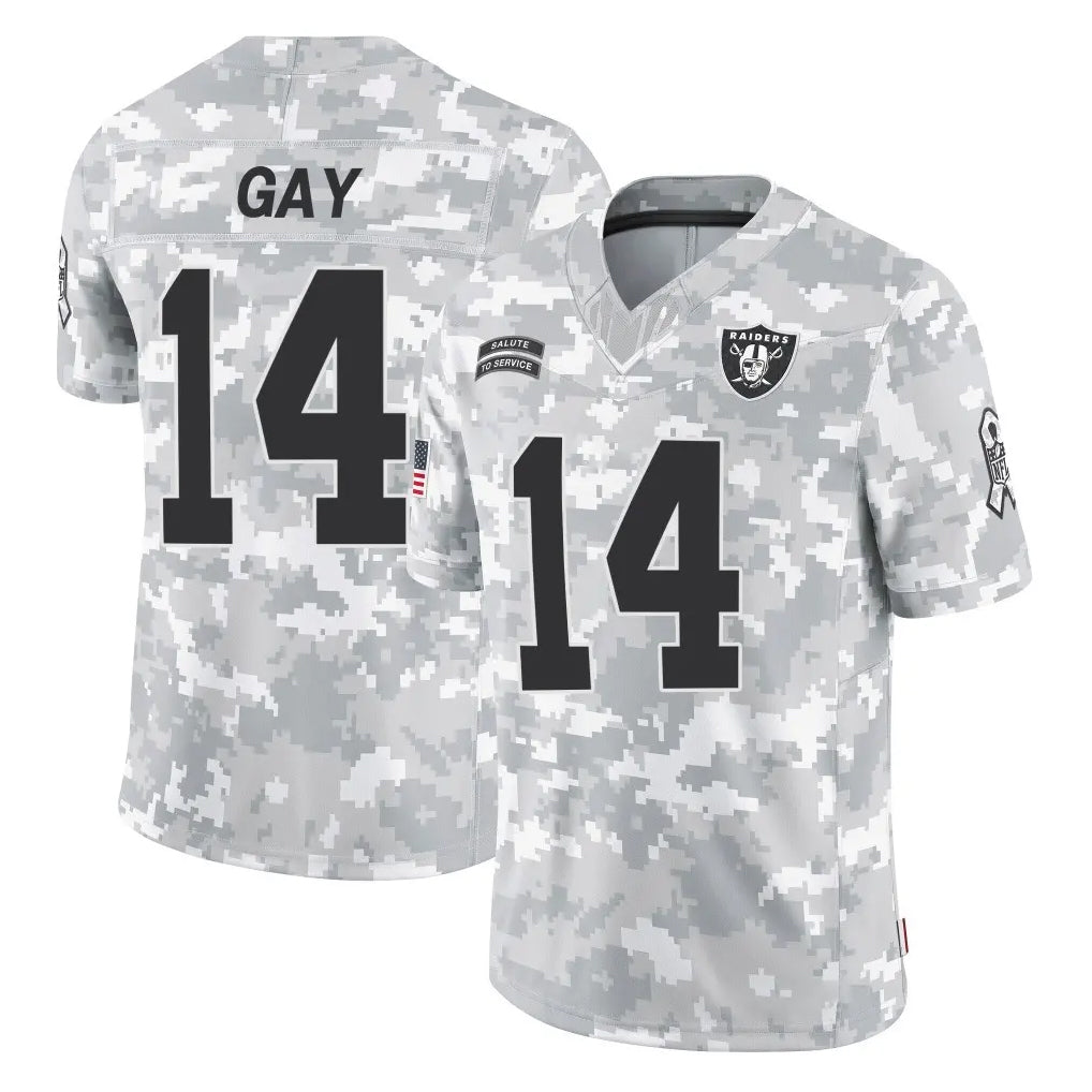 LV.Raiders #14 Matt Gay Player Arctic Camo Salute To Service Limited Game Odoa Stitched Jerseys
