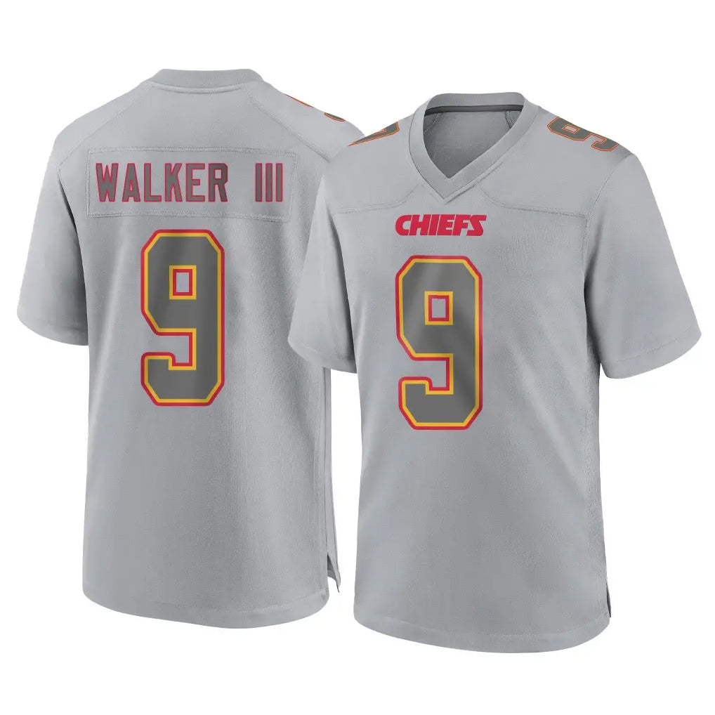 KC.Chiefs #9 Kenneth Walker III Player Gray Atmosphere Fashion Game Odoa Stitched Jerseys