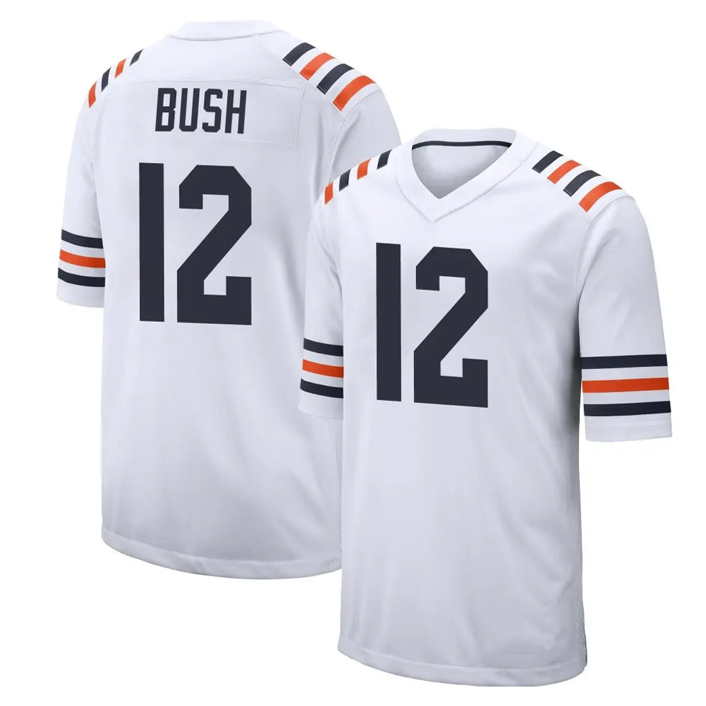 C.Bears #12 Devin Bush Player White Classic Home Game Odoa Stitched Jerseys