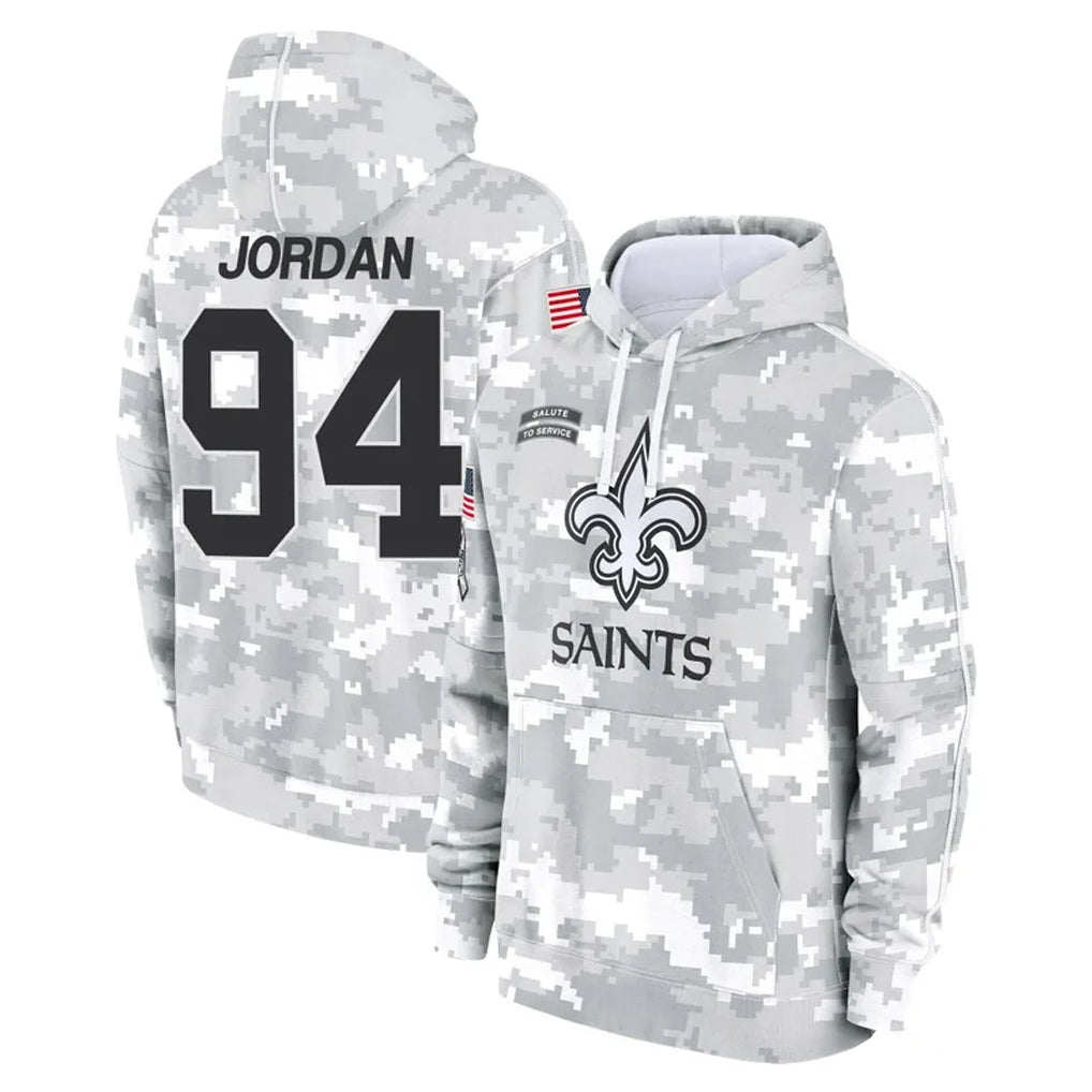 NO.Saints #94 Cameron Jordan Player Arctic Camo Salute to Service Pullover Hoodies Limited Game Odoa Stitched Jerseys