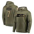 S.Seahawks #7 Uchenna Nwosu Player Olive Salute to Service Pullover Hoodie Home Game Odoa Stitched Jerseys
