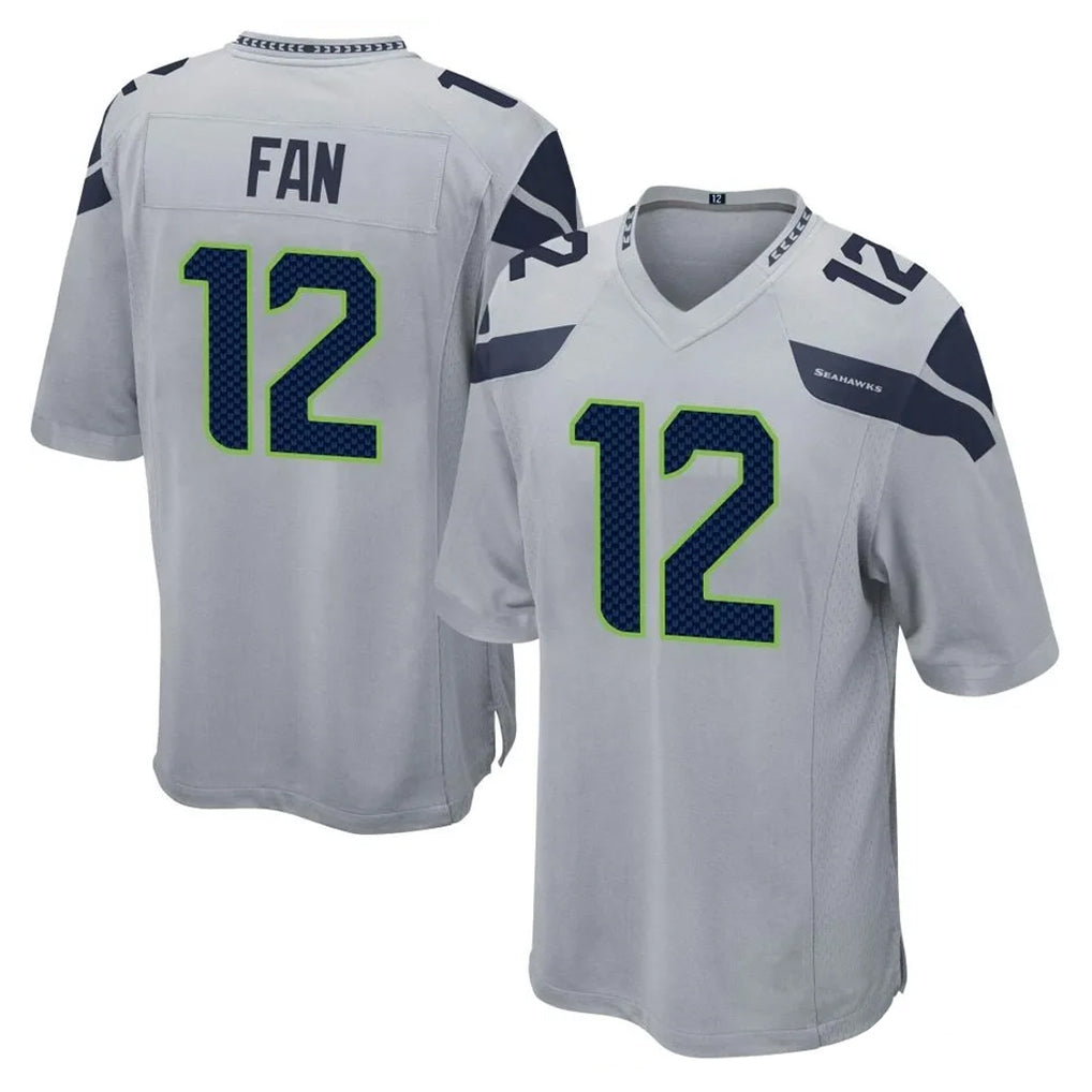 S.Seahawks #12 12th Fan Player Gray Home Game Odoa Stitched Jerseys