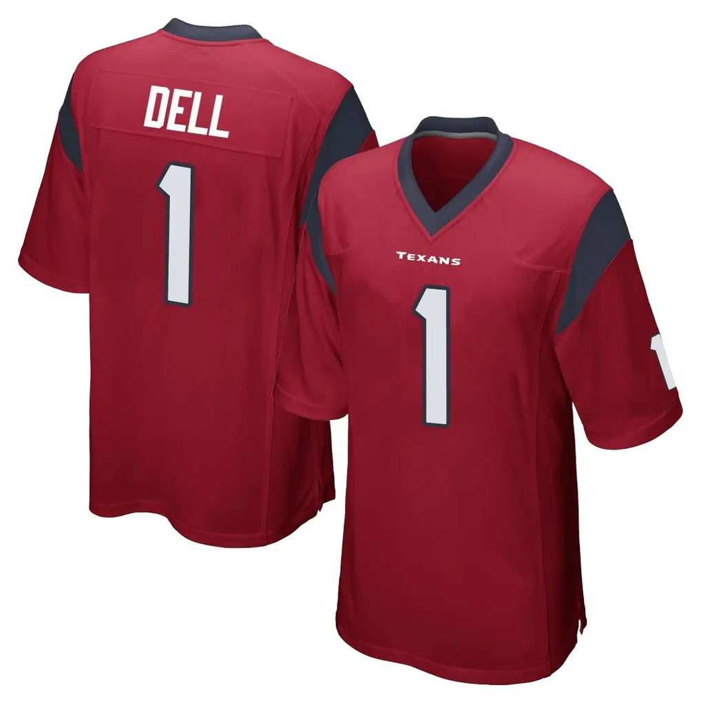 H.Texans #1 Tank Dell Player Red Home Game Odoa Stitched Jerseys