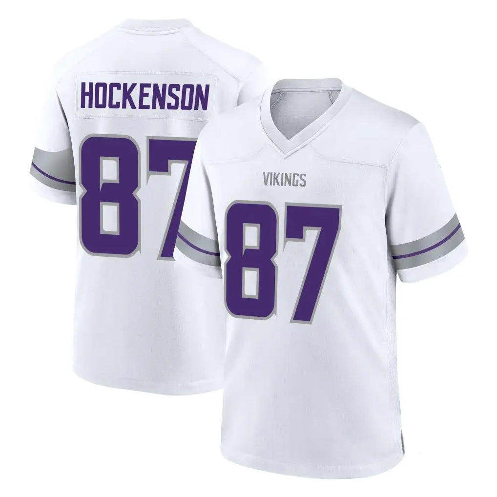 M.Vikings #87 T.J. Hockenson Player White Alternate Home Game Odoa Stitched Jerseys
