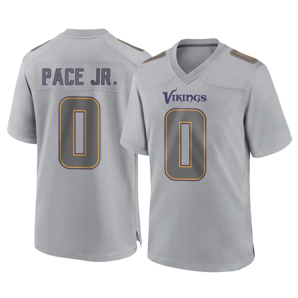 M.Vikings #0 Ivan Pace Jr. Player Gray Atmosphere Fashion Home Game Odoa Stitched Jerseys