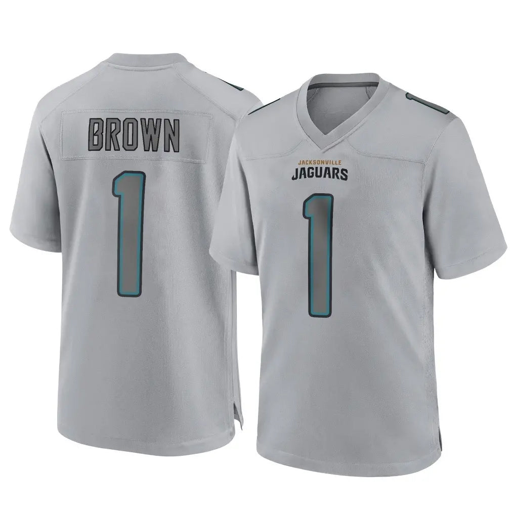 J.Jaguars #1 Montaric Brown Player Gray Atmosphere Fashion Home Game Odoa Stitched Jerseys