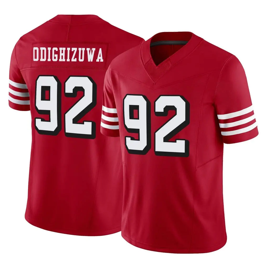 SF.49ers #92 Osa Odighizuwa Player Red Limited Alternate Vapor F.U.S.E. Home Game Odoa Stitched Jerseys